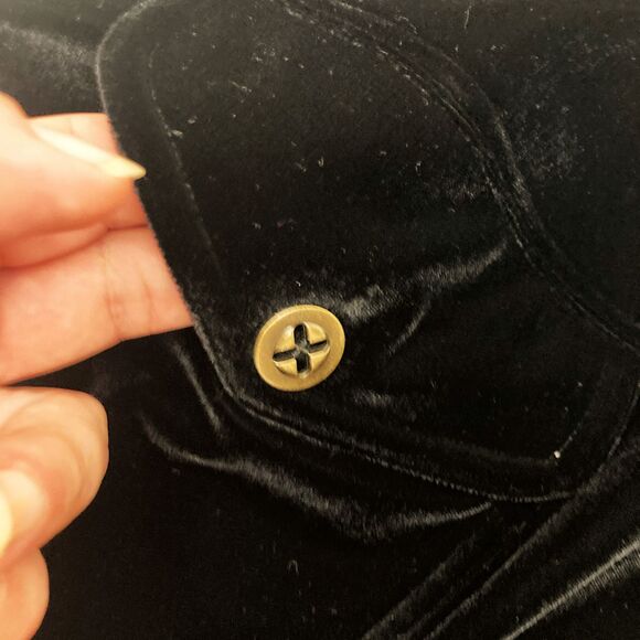Vintage Boston Proper Black Velvet Button Up Midi Dress Gold Buttons Size M - Picture 9 of 15
